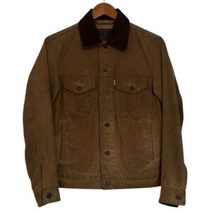 Filson x Levi's Men’s Tin Cloth Trucker Jacket Tan Made in USA Size Small Waxed